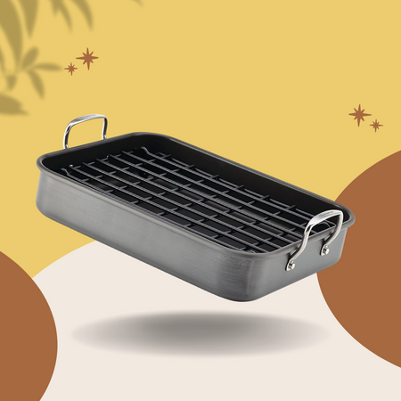 Rachael Ray Brights Hard-Anodized Nonstick Roaster / Roasting Pan with Rack