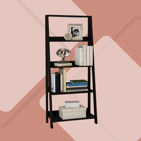 Freestanding wooden 4-tier bookshelf